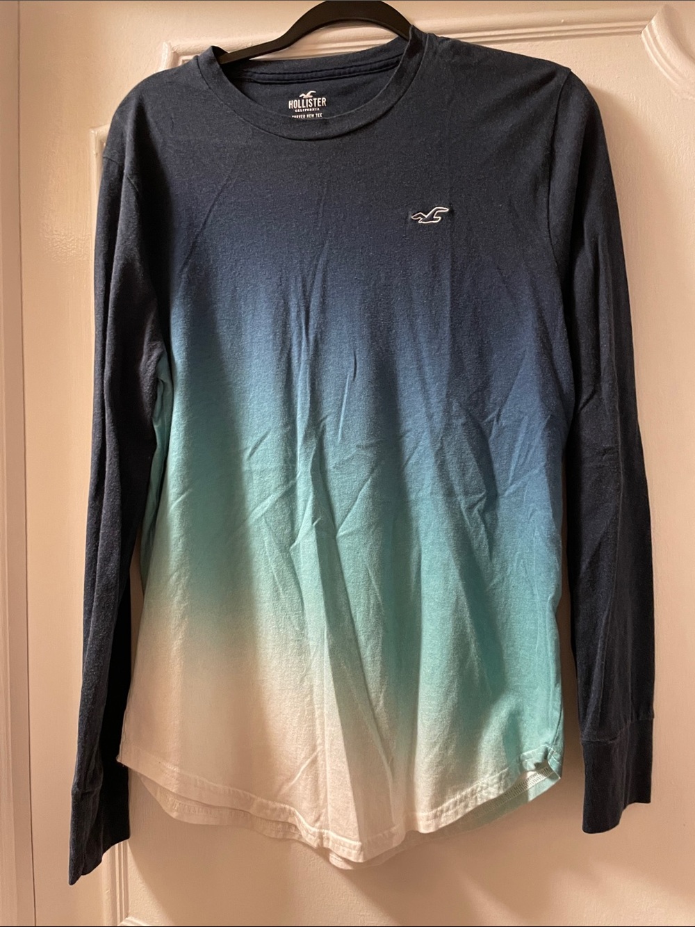 Hollister Navy to Aqua Ombre Long Sleeve Tee